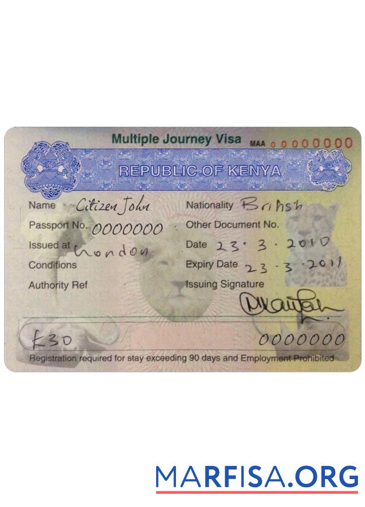 Downloadable Kenya visa sample